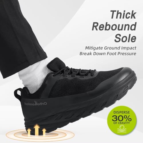 OrthoComfoot Men's Orthopedic Diabetic Wide Walking Shoes: Comfortable Casual Arch Support Plantar Fasciitis Fashion Sneakers, Work Tennis Orthotic High Arch Swollen Feet Shoes for Foot Heel Pain3