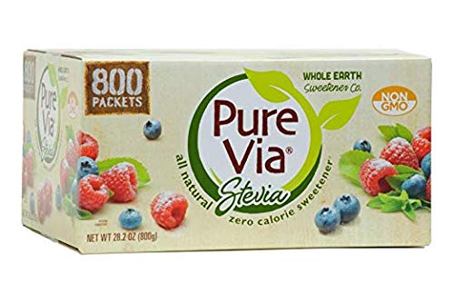 PURE VIA Stevia Sweetener Packets, Sugar Substitute, Natural Sweetener, Zero Calorie Natural Sweetener Packets, 800 Count