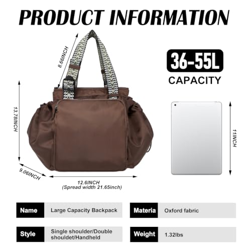 Image of Multifunctional Travel Organizer Bag for Ladies - Doubles as a Stylish Backpack, Crossbody and Shoulder Bag, Boasts Great Storage Capacity (Dark Brown)