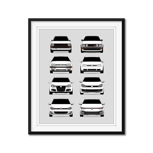 Custom Car Posters VW Golf GTI MK1-MK8 Satin 17x22