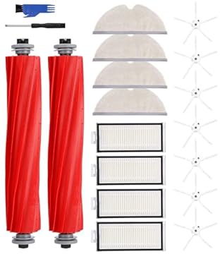 Kit Accessori di ricambio Compatibile con Roborock Q7/ Q7+/Q7 Max/Q7 Max+ Aspirapolvere, 2 Spazzola Principali, 4 HEPA Filtri, 4 Panni Mop, 7 Spazzola Laterale, Spazzole Filtro per Roborock Q7 Max