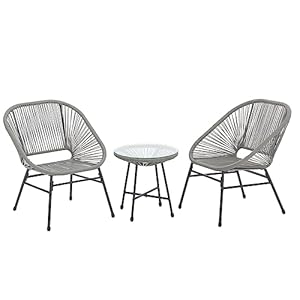 SVITA Tulum Balkonmeubel, 3-delige tuinmeubelset, balkonstoelen met tafel