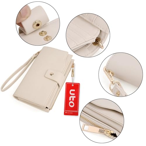 Image of UTO Wallets for Women Wristlet RFID Large Capacity PU Leather Clutch Card Holder Organizer Ladies Purse Strap 459
