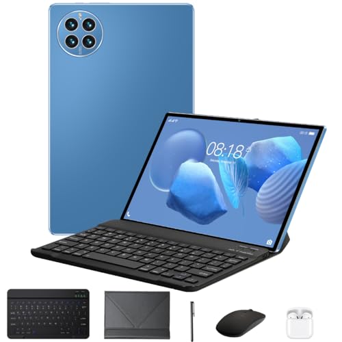 Tablet 3 em 1 com estojo/teclado/mouse/fone de ouvido, 10,1 polegadas, Android 12, 16GB de RAM + 512