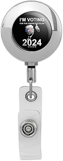 I'm Voting for Convicted Felon Trump Retractable Reel Premium Metal Chrome Badge ID Card Holder Clip