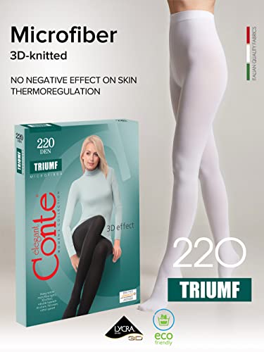 Image of Conte Women's Warm Thick Full Length Black Winter Tights 220 Denier - Triumf
