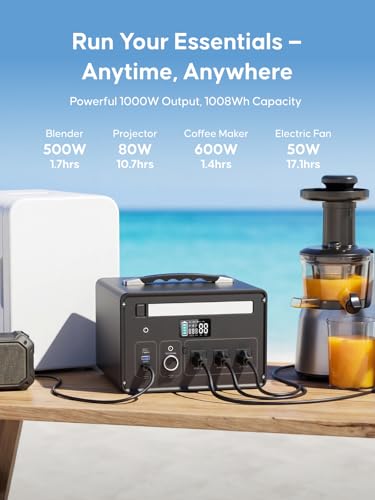 Image of Portable Power Station 1000W 1008Wh LiFePO4 140W USB-C 3AC 8Port