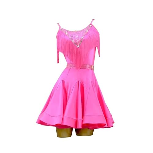 ONUYGCFH Fringe Latin Dance Competition Dresses Women's Professional Tango Dancing Outfit Performance Costume for Samba,Pink,L