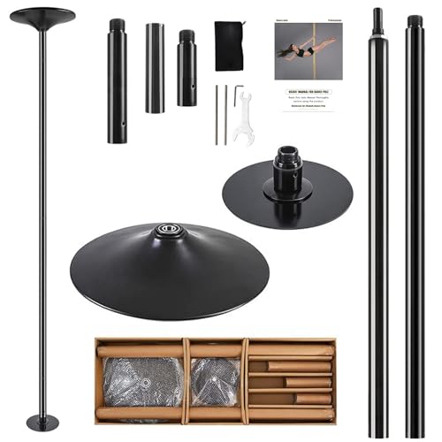 PRIOR FITNESS Poste de baile de 45 mm, estático y giratorio, ajustable de 2,23 a 2,7 m, resistencia de 200 kg, de techo a suelo sin agujeros, apto para gimnasios, fiestas, estudio y hogar