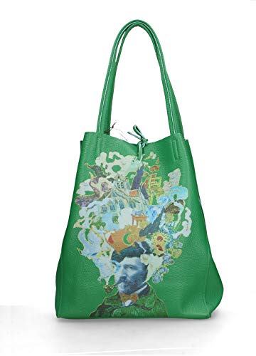 Chicca Borse Bolso de mano en piel genuina made in Italy - 35x28x11 Cm