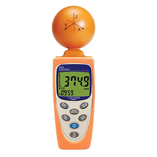 Image of Sper Scientific 3 Axis RF Meter 840047 - Measures RF Electromagnetic Field Strength for Wi-Fi Cell Towers Wireless Devices 50 MHz to 3.5 GHz - 4 pc