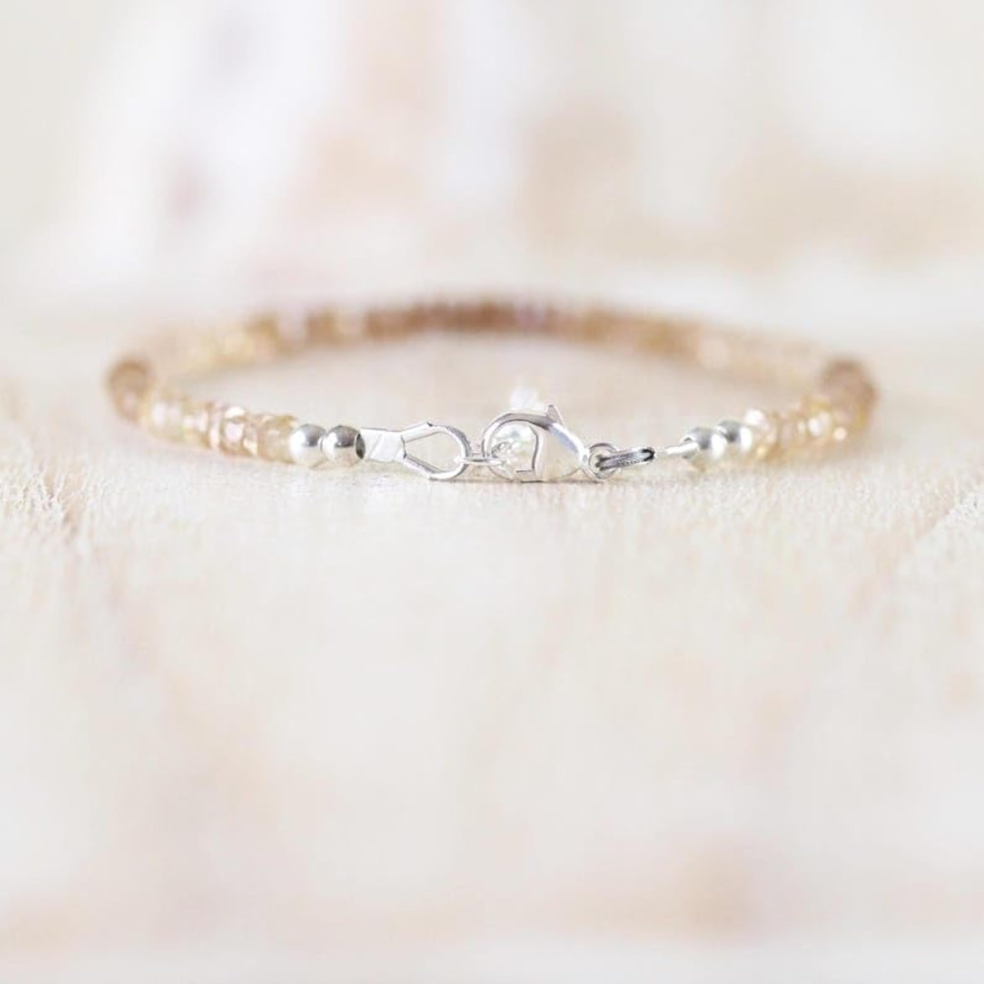 Unisex Champagne Zircon Adjustable Bracelet with Silver Plated Clasp