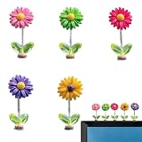 PYRUVAE Set di 5 Decorazioni Auto Margherita per Schermo e Cruscotto, Accessori Interni Auto Donna con Molla Oscillante, Gadget Macchina Colorati (Rosa, Verde, Giallo, Fucsia, Viola), Altezza 5.6cm