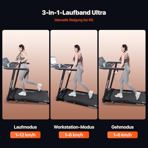 Mobvoi Home Laufband Ultra mit 6% Steigung 3-in-1 Gehpad für das Home Office 2,5 PS Laufband zum Gehen und Laufen Halterung für Tasse Telefon Laptop Große Lauffläche LED-Display 120kg 12km/h – Bild 3