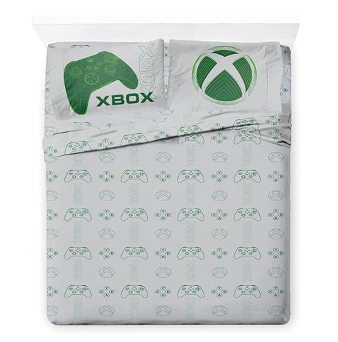 Image of Jay Franco Kids Comforter Set Includes Sheets and Pillow Covers - Soft and Cozy Bed Set for Stylish Room Decor, Official Licensed Product, White - Xbox, 7 Piece Full
