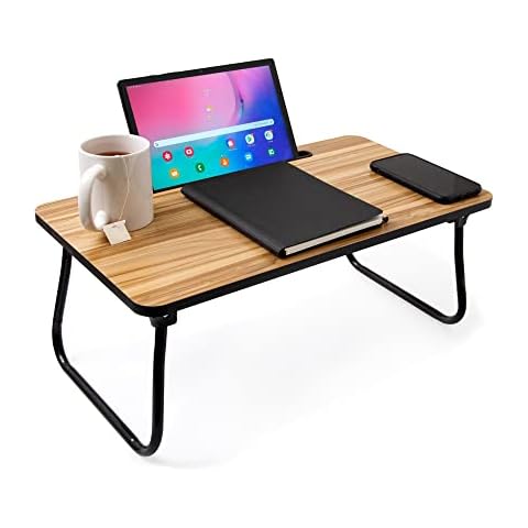 Betttisch mit Tablethalterung von Bioexxe- Frühstückstablett fürs Bett, Multifunktionales Betttablett klappbar, Laptoptisch aus Holz, pflegeleicht Tablett für Bett, Sofa und Boden Cover