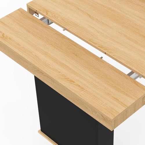 Table console extensible Eden 14 personnes bois et noir 300 cm - 8
