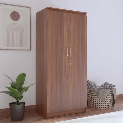 Image of COUCH CULTURE Mono Engineering Wood 2 Door Wardrobe | Almirah for Clothes Wooden | Wardrobe Organizer for Clothes | Multipurpose Almirah for Storage Bedroom | 1 Year Warranty - Leon Teak Finish