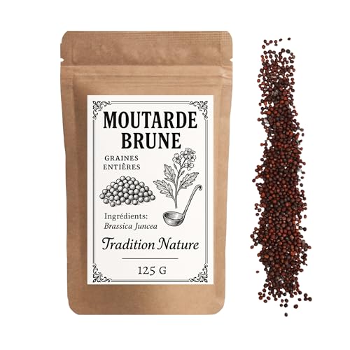 Tradition Nature - Moutarde brune graines entières 125 g | Cuisine et moutarde maison - TRADITION NATURE