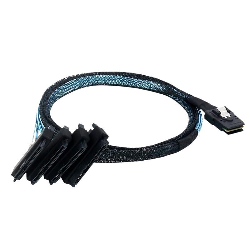 36Pin MI NI S*A*S SFF-8087 Host to 4 SFF-8482 Target S*A*S Hard Disk and SATA Power Cable(1M)