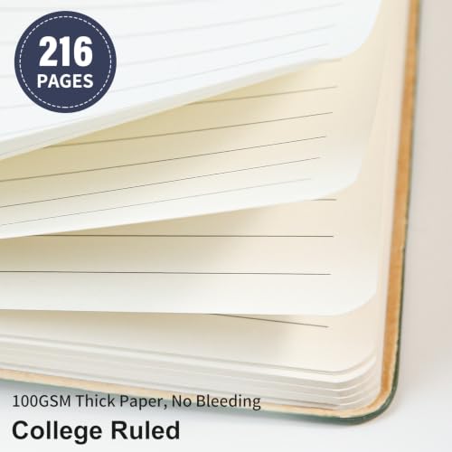 Image of Lined Journal Notebook for Work College Ruled Notebook 5.79 inch x 8.27 inch A5 PU Leather Daily Journaling Notebook 216 Pages for Women Men Daily Writing Business School Travel Gift (Dark Blue)