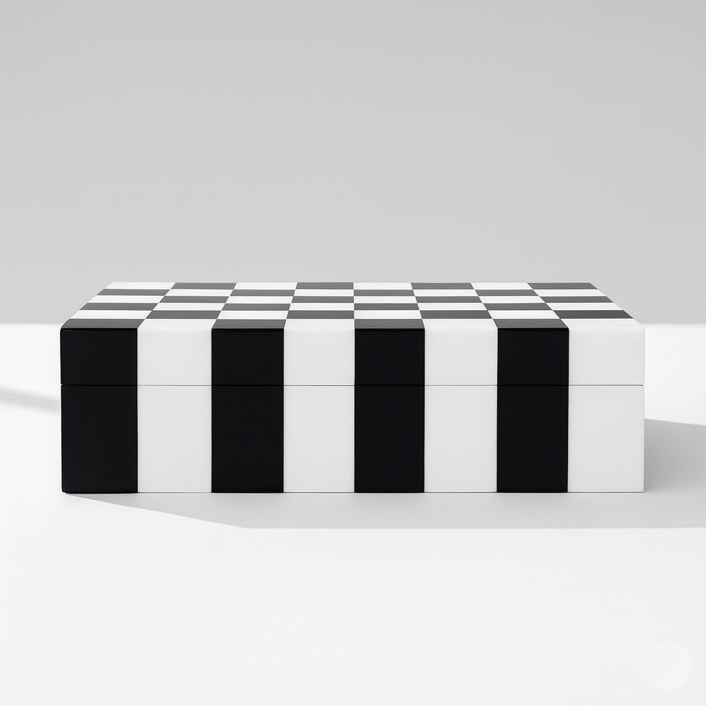 Decorative Storage Box, Handmade Chevron Pattern, Boho Style, Multipurpose Gift Box (white flower, 12X4X2.5 Inch)