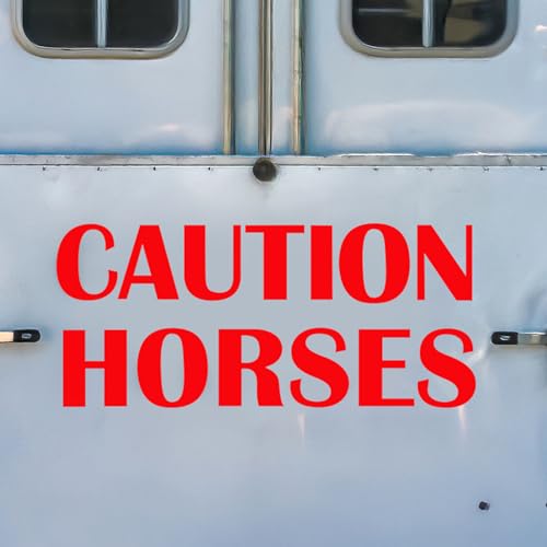 Image of Reallnaive 4 Pcs Caution Horse Trailer Decals 10 x 20 Inch Red Caution Horse Stickers for Trailer Safety Warning Decal Decor