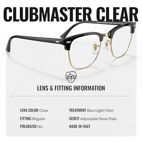 Ray-Ban RB3016 CLUBMASTER BLUE-VIOLET LIGHT CLEAR Square Shaped Sunglasses for Men & Women with Official RAYBAN Eyewear Kit4