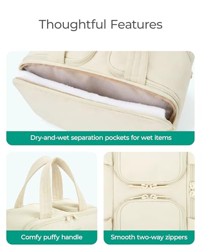 BAGSMART kulturbeutel Damen, Reise Kosmetiktasche Groß Kulturtasche zum Aufhängen für Frauen, Makeup Taschen Organizer mit Griff für Reisen, wasserdichte Waschtasche, Schwarz