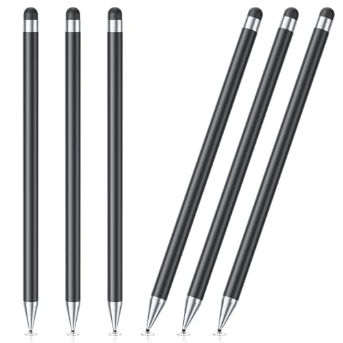 Stylus Pen for Touchscreen 6 PCS Stylus Pencil 2-in-1 High Precision and Sensitivity Suitable for iPad/iPhone/Samsung/Android Smartphone and Tablets Compatible with Capacitive Touch Screen (Black)