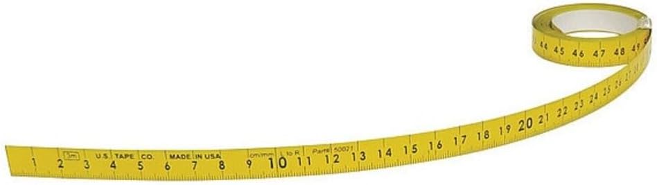US Tape 50021 Adhesive-backed Bench Tape 1/2" x3m; L-R; m/cm top, mm bottom; yellow blade