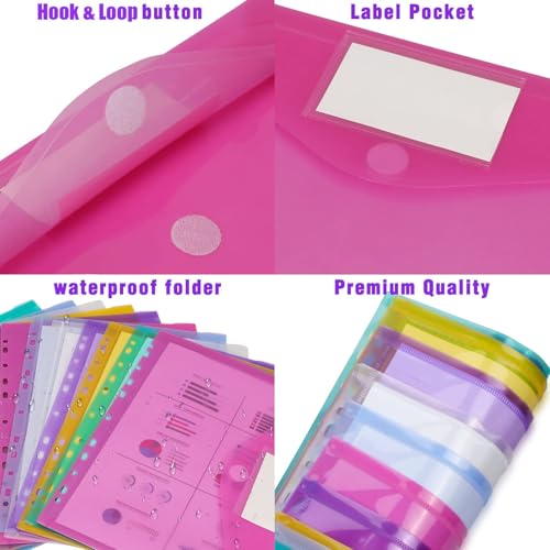 Envelopes de plástico A5, pacote com 12 pastas de arquivos A5, envelopes transparentes de poliéster,
