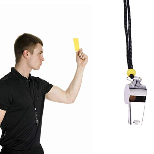 Apitos de árbitro de metal LIOOBO 4 peças de aço inoxidável com cordão para oficiais de treinadores