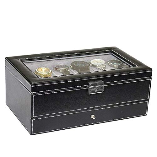 Boîtes-cadeaux noires avec emplacements montre et boîte à bijoux double couche