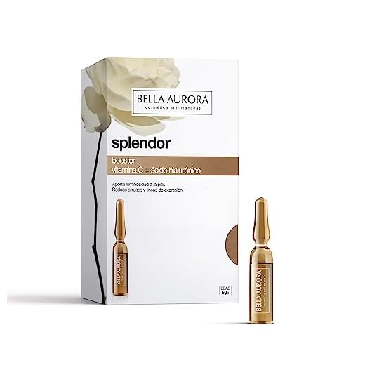 Bella Aurora Splendor Booster Vitamina C + con Ácido Hialurónico Anti-Arrugas para Mujer Tratamiento Anti-Edad Sin Parabenos, 5 Ampollas Faciales