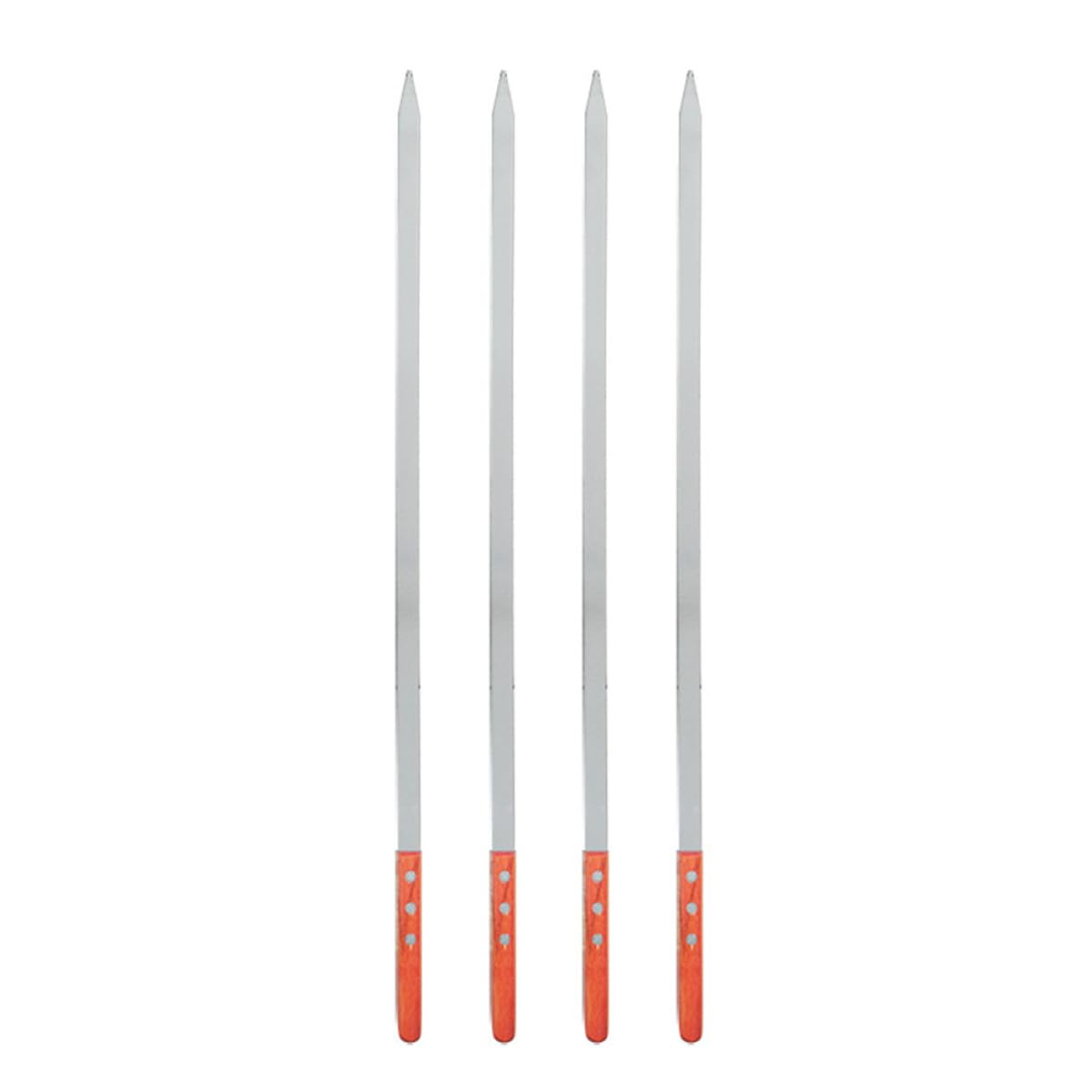 Brochetas de acero inoxidable planas de 50 cm para un asado uniforme sin vueltas