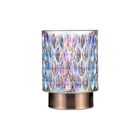 Pauleen 48241 Clear Glamour Mobile Table Lamp Glass Table Lamp Timer Function 6H Battery Glass Lamp Without Cable Dichroic / Brass, Dichroic, Brushed Brass Cover