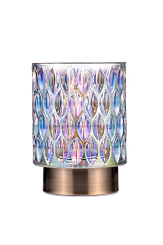 Pauleen 48241 Clear Glamour mobile Tischleuchte Glas Tischlampe Timerfunktion 6H Batterie Glaslampe ohne Kabel Dichroitisch/Messing