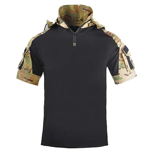 Cp Camo Multicam Military Men Combat T-Shirt Hooded Tactical Shirt Camping Hunting Clothing Black CAMO M - Image 2