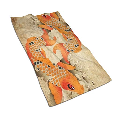GSRONY Soft Hand Towel Japanese Fancy Koi Fish Bath Hand Towels Washcloth