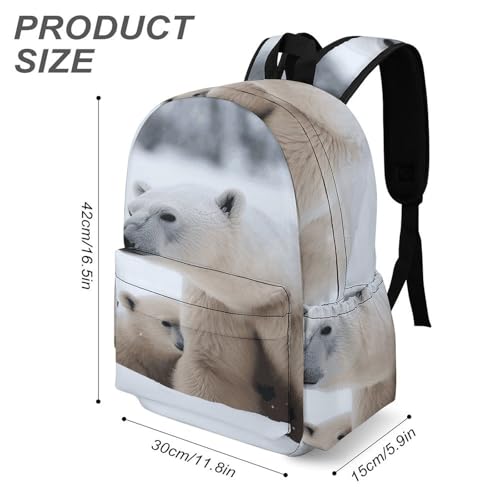Snow Animal Polar Bear Printed Backpack Water-Resistant Pack Stylish Bag Lightweight Travel Backpack3