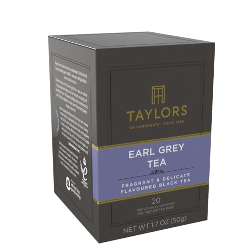 Image of Taylors of Harrogate Earl Grey, Black Tea, Individually Wrapped Bags, 20 Count (Pack of 6), Fragrant, Delicate & Light, Caffeinated, Enjoy Hot or Iced, 120 Teabags