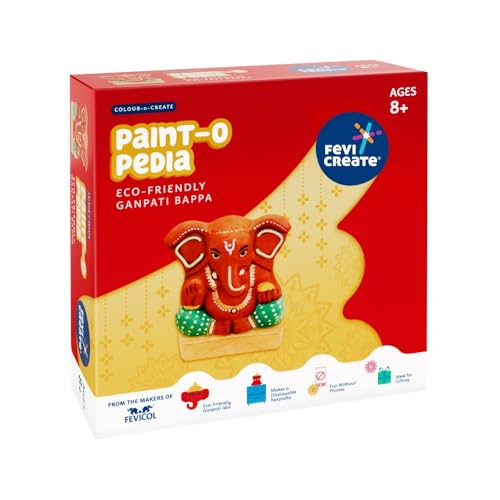 Fevicreate Pidilite Eco Friendly DIY Art & Craft Ganesha Kit, Contains Murti Made up of Water Soluble Natural Clay, Fevicol MR, Rangeela Tempera Colours | Best Gift for Kids Boys & Girls 8 Years+