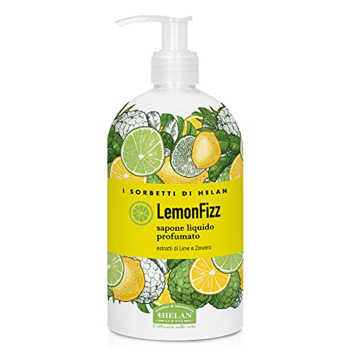 Helan, I Sorbetti LemonFizz - Jabón de manos líquido perfumado con extractos de lima, jabón de manos con ingredientes naturales para uso frecuente - Limpiador líquido cítrico delicado, 500 ml