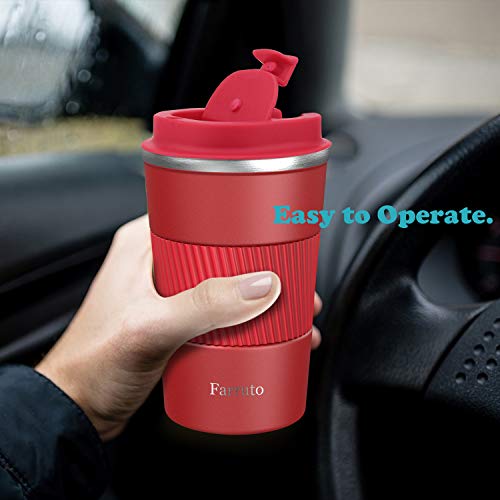 Farruto Tazas de viaje – Tazas de café reutilizables de acero inoxidable con taza de silicona, 100% a prueba de fugas… - Imagen 6