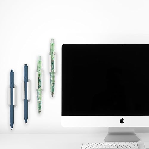 Miniatura 5 de Paquete de 12 clips para bolígrafos, soporte para lápices y marcadores con 12 adhesivos, autoadhesivo y extraíble, ajustable para refrigerador,