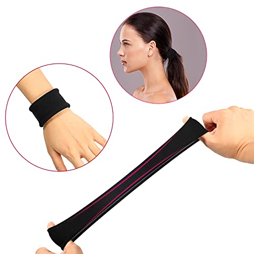 Image of EBOOT 20 Pieces Large Cotton Stretch Hair Ties Bands Rope Ponytail Holders Headband for Thick Heavy or Curly Hair, 6.5 cm in Diameter (Black)