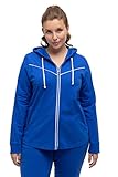 Kapuze mit Band Ulla Popken Damen, Piping, Kapuze, gerundeter Saum Sweatjacke, Royalblau, 50-52