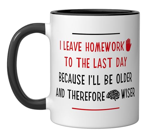 Funny Homework School Humor Saying Teen Girls Boys Student Ceramic Mug, Black/White