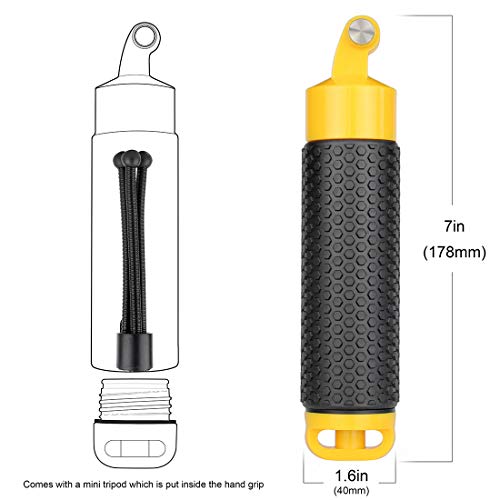 GEPULY Floating Hand Grip Mini Tripod Stand Waterproof Monopod Compatible with GoPro Hero 12 11 10 9 8 7 6 5 4 3 2 Session, Fusion, Max, Handle Mount Accessories for Action Cameras Water Sports